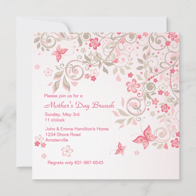 Butterfly Meadow Mother's Day Invitation (Front)