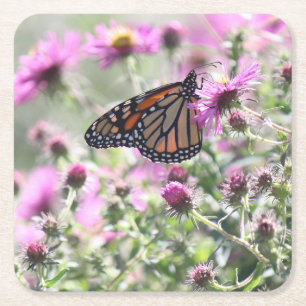 Butterfly Meadow Square Paper Coaster