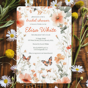 Butterfly Meadow Watercolor Bridal Shower CUSTOM  Invitation