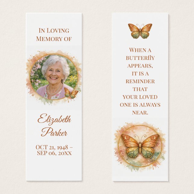 Butterfly Memorial Bookmark Celebration of Life (Front & Back)