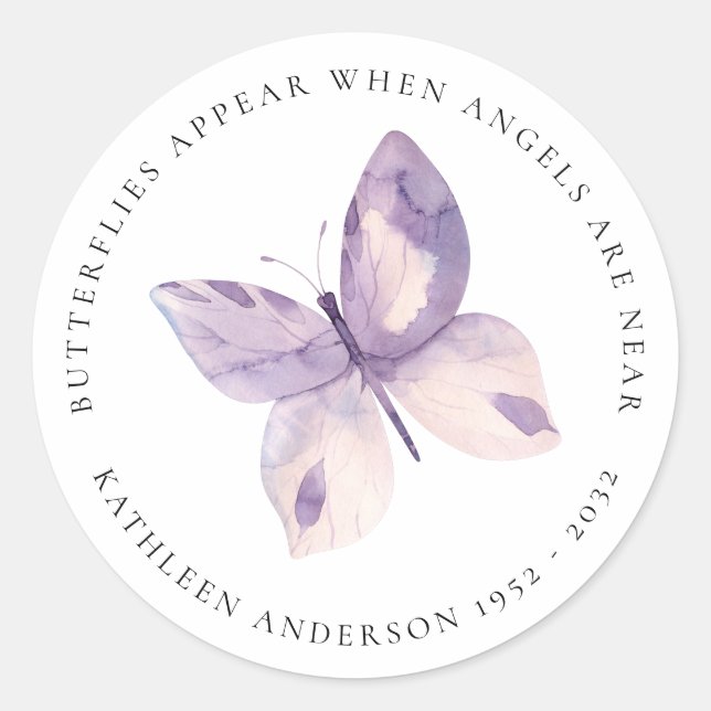 Butterfly Memorial  Classic Round Sticker (Front)
