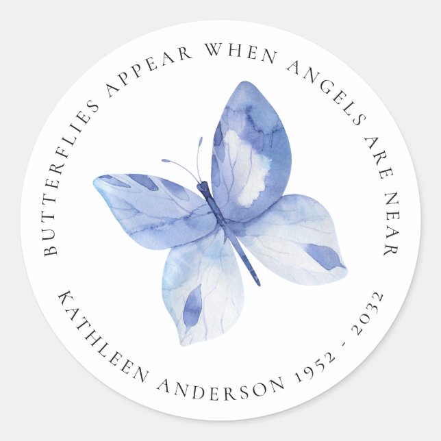 Butterfly Memorial Classic Round Sticker (Front)