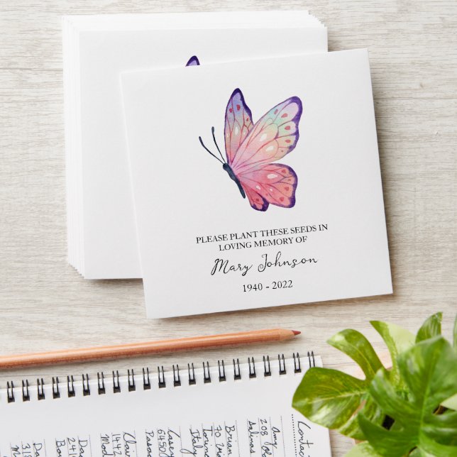 Butterfly Memorial Funeral Seed Envelope (Stacked)