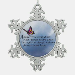 Butterfly Memorial Poem Snowflake Pewter Christmas Ornament