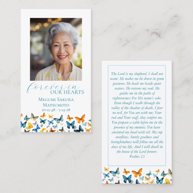 Butterfly Memorial Prayer Card (Front/Back)