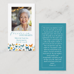 Butterfly Memorial Prayer Card - Teal Back