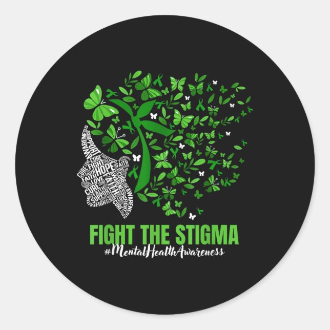 Butterfly Mental Health S Awareness Fight The Stig Classic Round Sticker (Front)