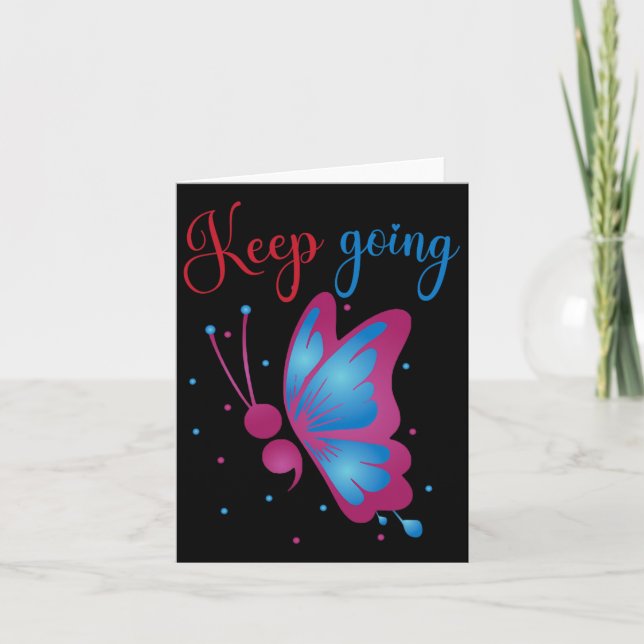 Butterfly Mental Health Suicide Awareness Semicolo Card (Front)
