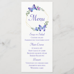 Butterfly Menu Blue Butterflies Floral Wedding
