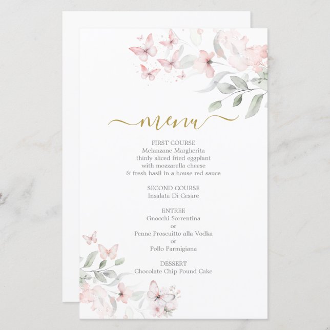Butterfly Menu Card (Front/Back)