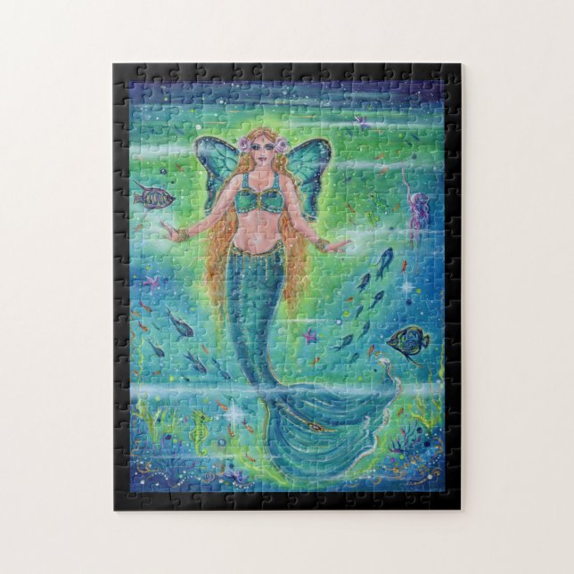 Butterfly Mermaid inner peace  by Renee Lavoie    Jigsaw Puzzle (Vertical)