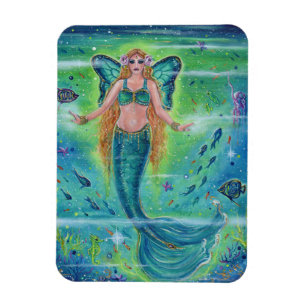 Butterfly Mermaid inner peace  by Renee Lavoie   Magnet