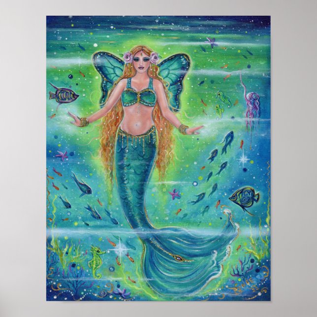 Butterfly Mermaid inner peace  by Renee Lavoie   Poster (Front)