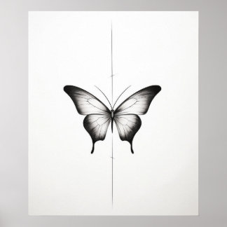 Butterfly minimalist line art poster