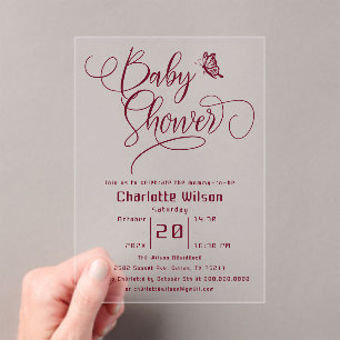 Butterfly Modern Minimal Baby Shower Acrylic Invitations