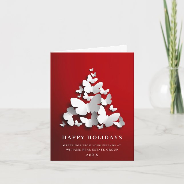 Butterfly Monarch Christmas Corporate Greeting Holiday Card (Front)