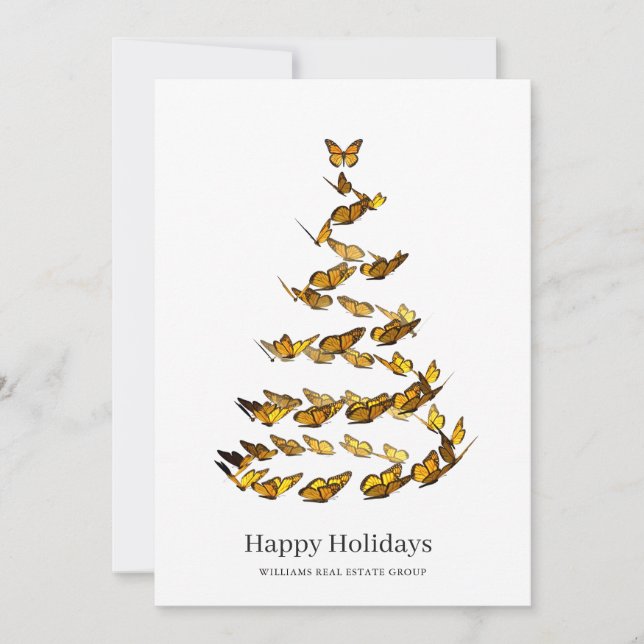 Butterfly Monarch Christmas Corporate Greeting Holiday Card (Front)