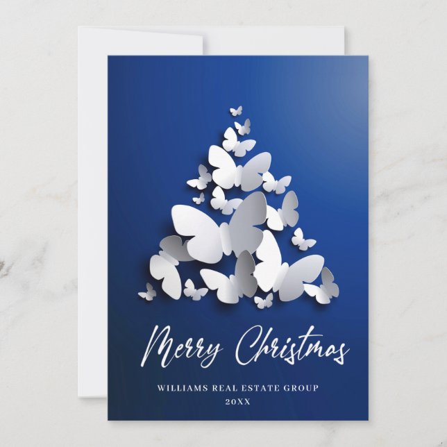 Butterfly Monarch Christmas Corporate Greeting Holiday Card (Front)