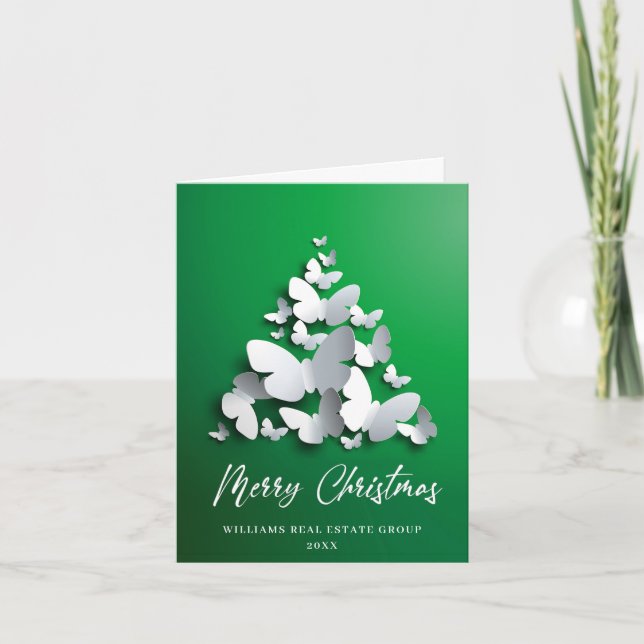 Butterfly Monarch Christmas Corporate Greeting Holiday Card (Front)