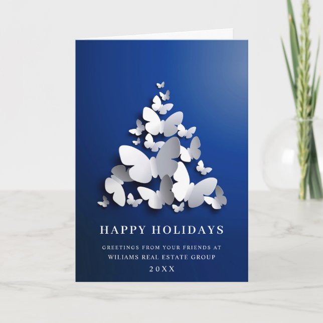 Butterfly Monarch Christmas Corporate Greeting Holiday Card (Front)