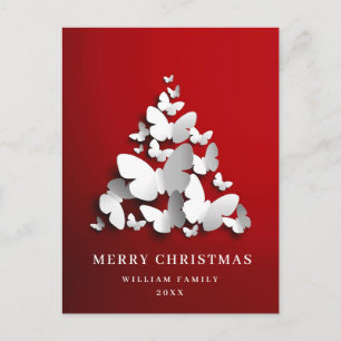 Butterfly Monarch Christmas Tree Greeting Holiday Postcard