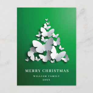 Butterfly Monarch Christmas Tree Greeting Holiday Postcard