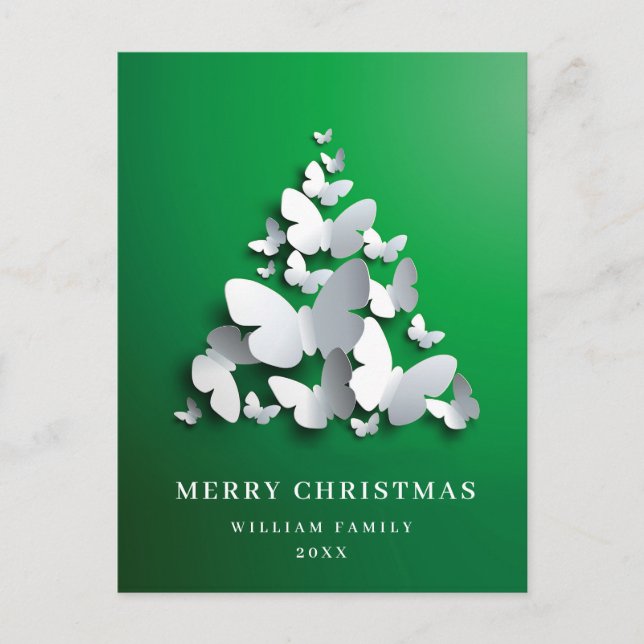 Butterfly Monarch Christmas Tree Greeting Holiday Postcard (Front)