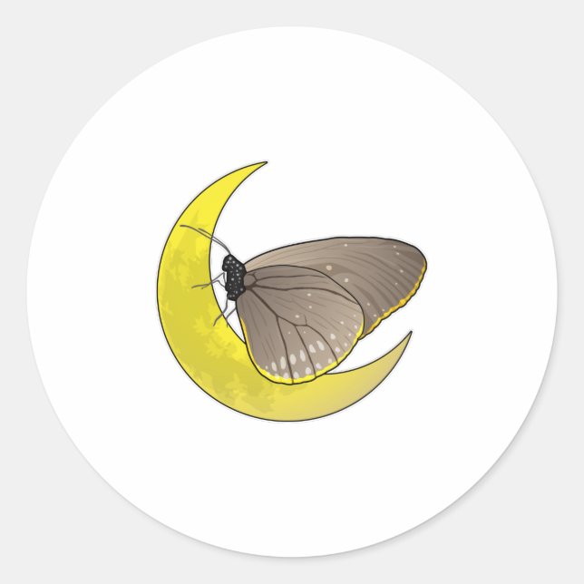 Butterfly Moon Classic Round Sticker (Front)