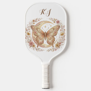 Butterfly Moon Floral Gold Personalised Design Pickleball Paddle