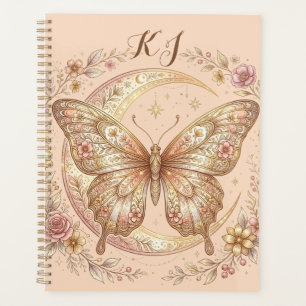 Butterfly Moon Floral Gold Personalised Design Planner
