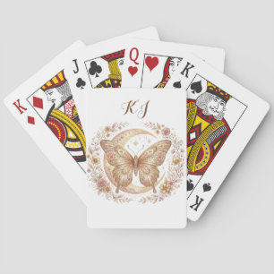 Butterfly Moon Floral Gold Personalised Design Playing Cards