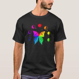 Butterfly Moon Phases Rainbow Meditation Peace Lov T-Shirt