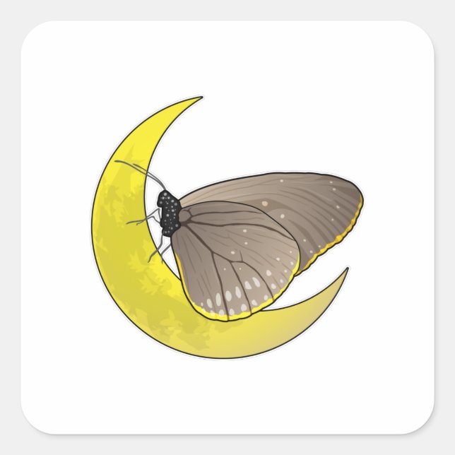 Butterfly Moon Square Sticker (Front)