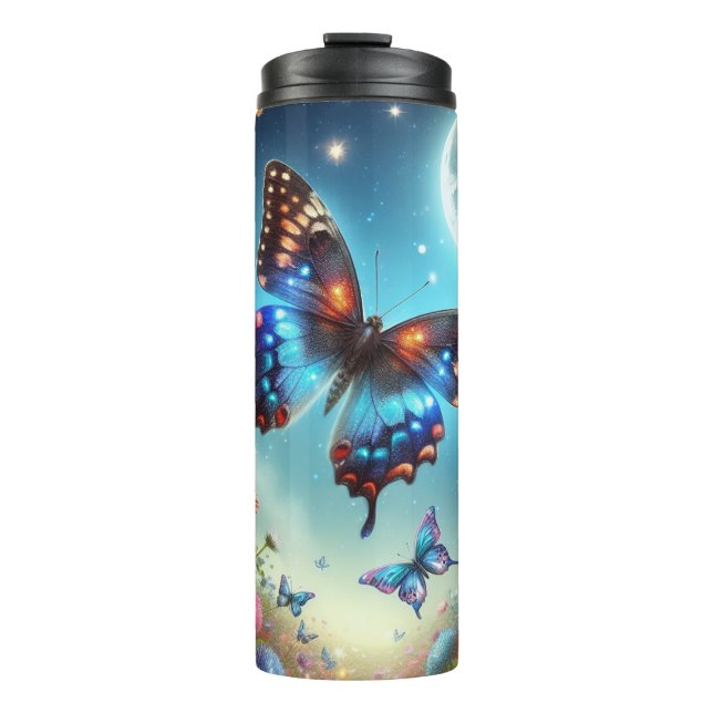 Butterfly  moon sun flowers  thermal tumbler (Front)