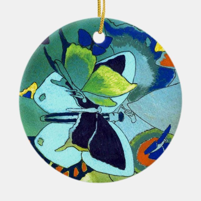 Butterfly Mosaic Gift Ceramic Tree Decoration (Front)