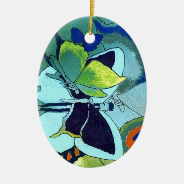 Butterfly Mosaic Gift Ceramic Tree Decoration (Front)