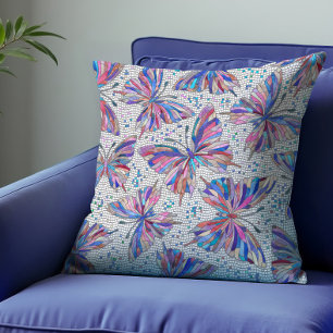 Butterfly Mosaic Pattern - pastels Cushion