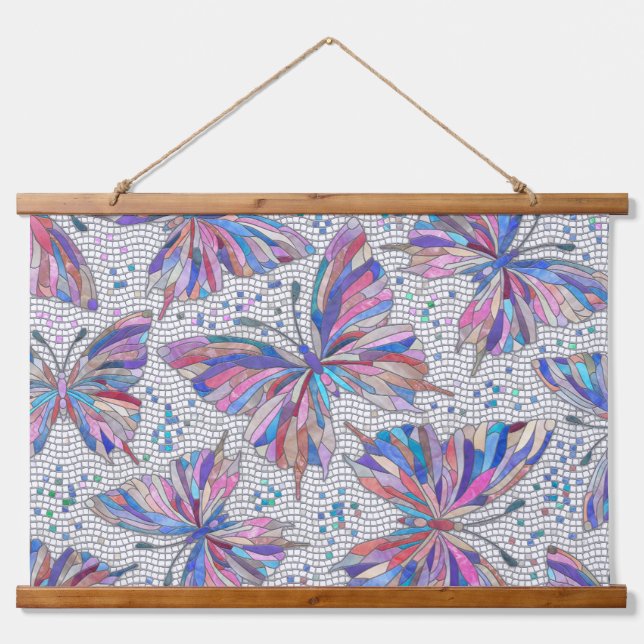 Butterfly Mosaic Pattern - pastels Hanging Tapestry (Front)