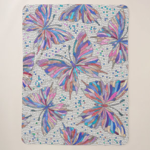 Butterfly Mosaic Pattern - pastels Sherpa Blanket