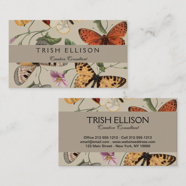 Butterfly Moth Nature Collection Drawing Business Card (Front/Back)