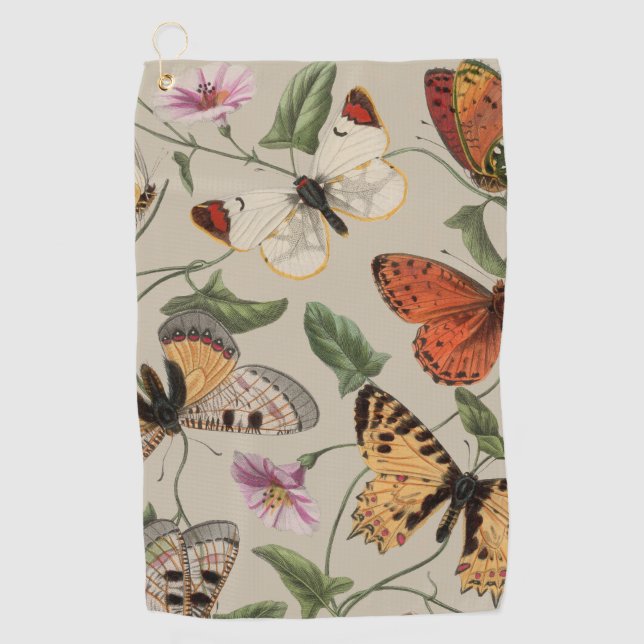 Butterfly Moth Nature Collection Drawing Golf Towel (Front)