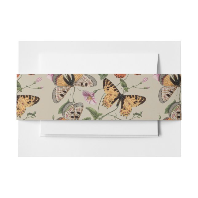 Butterfly Moth Nature Collection Drawing Invitation Belly Band (Front Example)