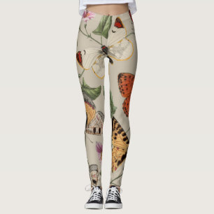 Butterfly Moth Nature Collection Drawing Leggings