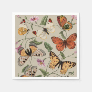 Butterfly Moth Nature Collection Drawing Napkin