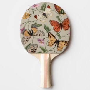 Butterfly Moth Nature Collection Drawing Ping Pong Paddle
