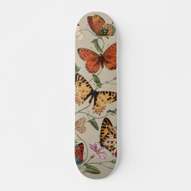 Butterfly Moth Nature Collection Drawing Skateboard (Front)