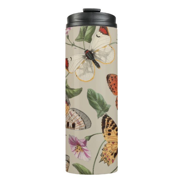 Butterfly Moth Nature Collection Drawing Thermal Tumbler (Front)