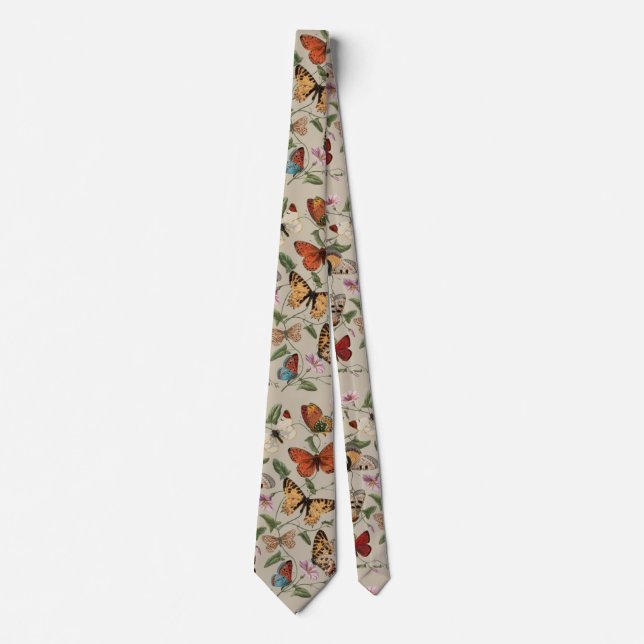 Butterfly Moth Nature Collection Drawing Tie (Front)
