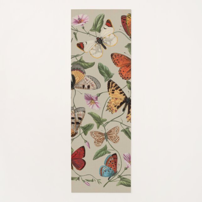 Butterfly Moth Nature Collection Drawing Yoga Mat (Front)