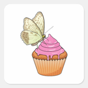Butterfly Muffin Square Sticker
